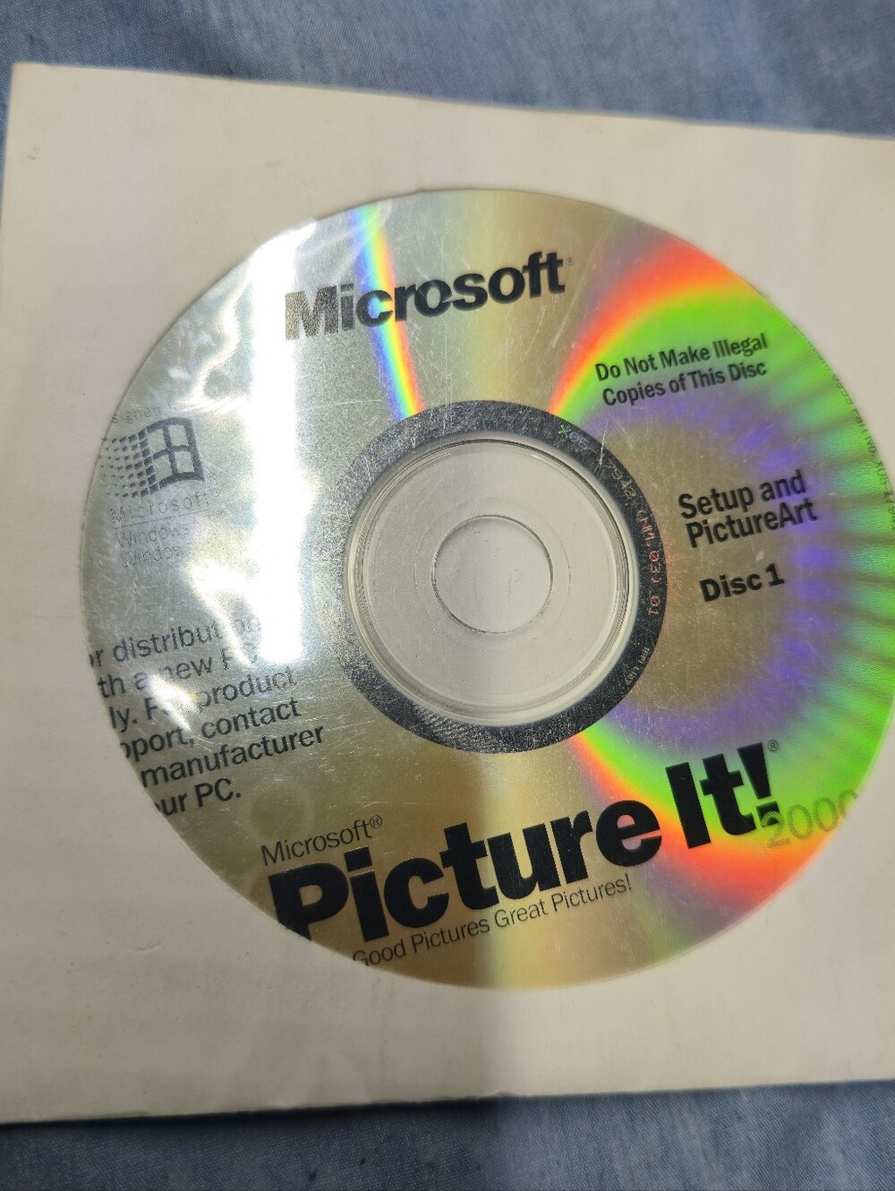 Vintage Microsoft Picture It! 2000 setup disc Disc 1 and 2